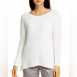 Eileen Fisher Bateau Neck Merino Wool Sweater in Cream EUC